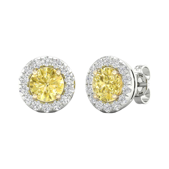2-carat Radiant-cut yellow diamond stud earrings