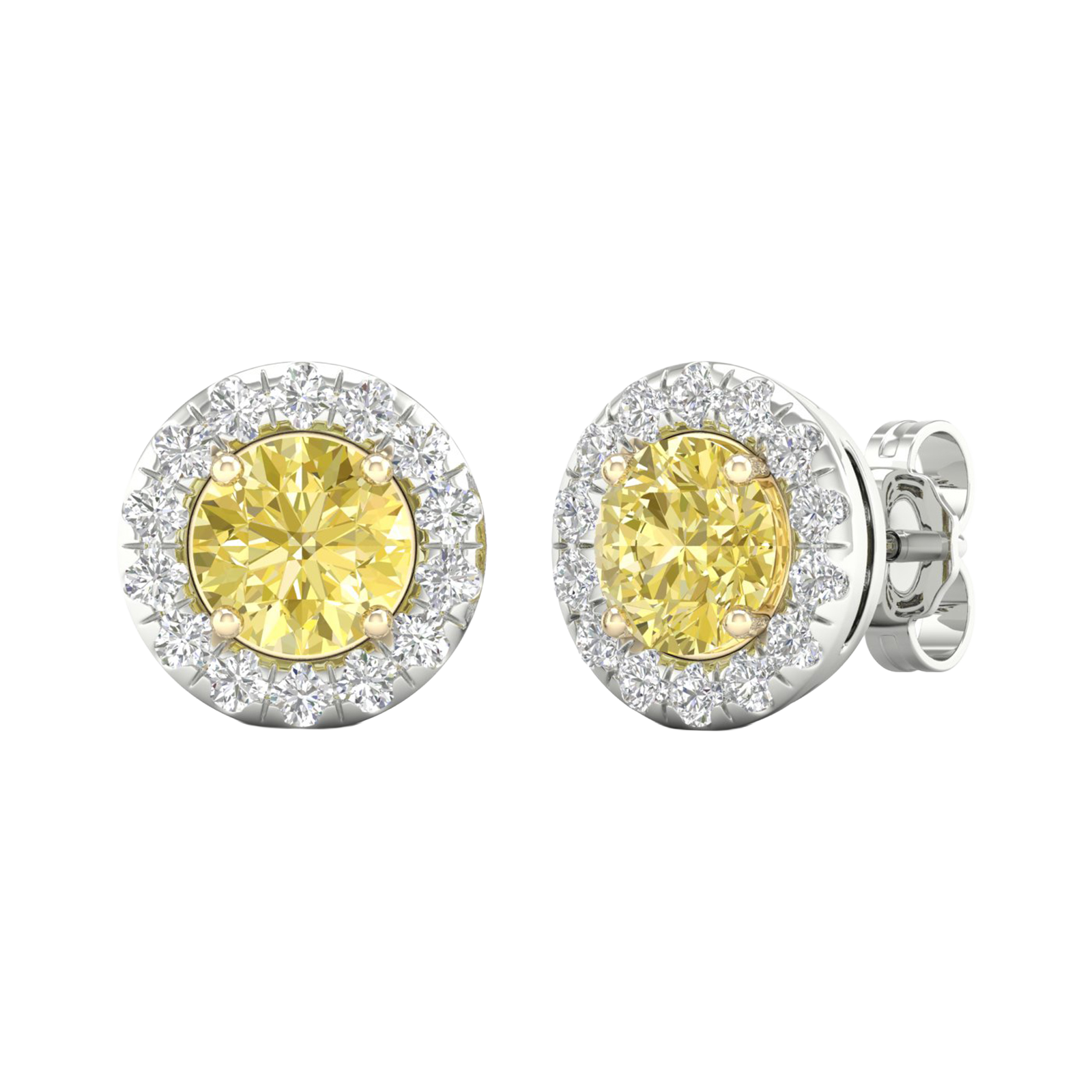 2-carat Radiant-cut yellow diamond stud earrings