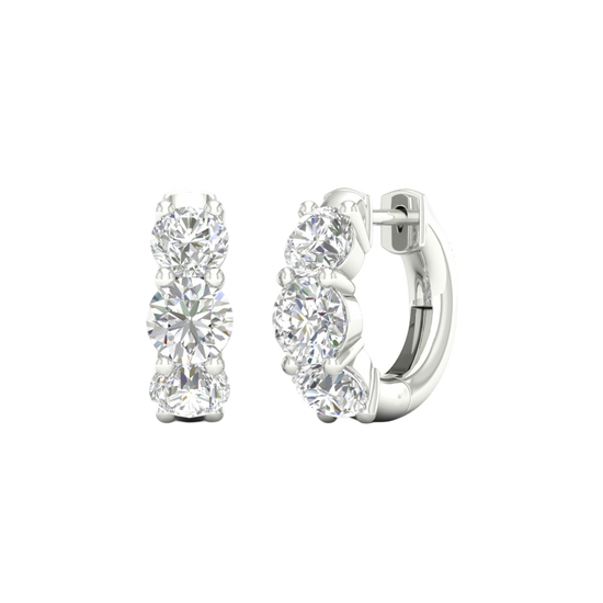 Round-cut diamond hoop earrings