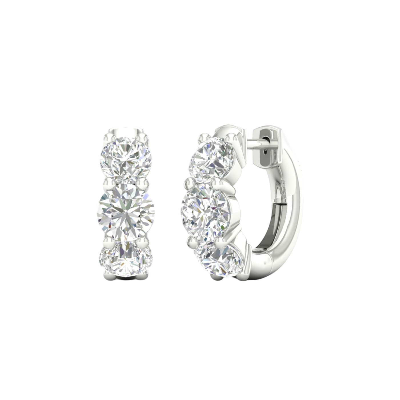 Round-cut diamond hoop earrings