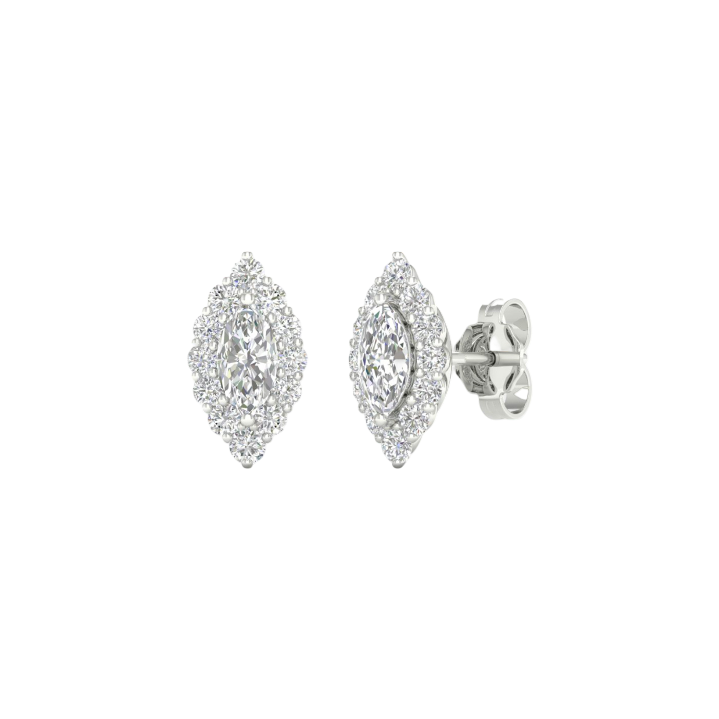 Marquise-cut diamond stud earrings
