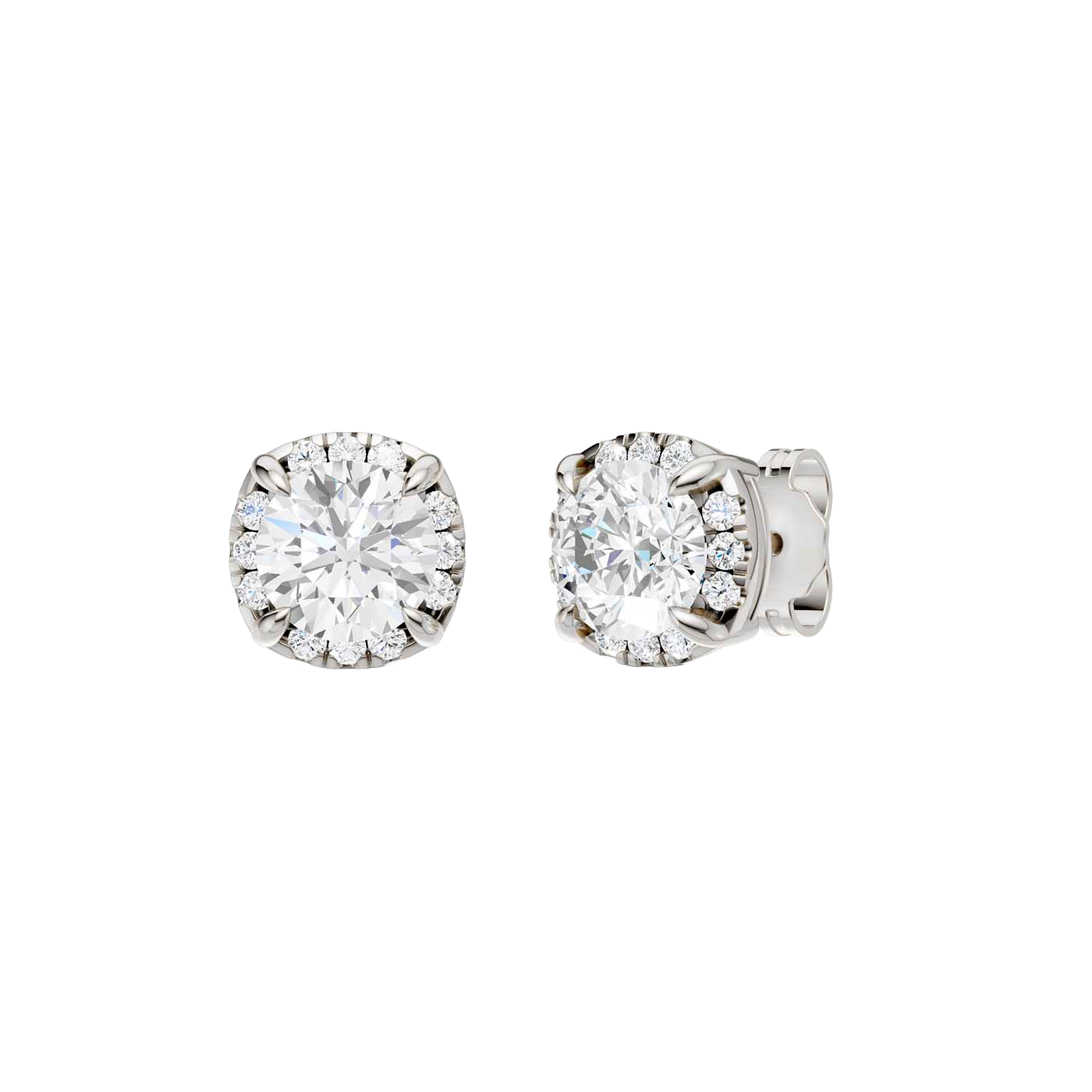 2-carat Round-cut diamond stud earrings