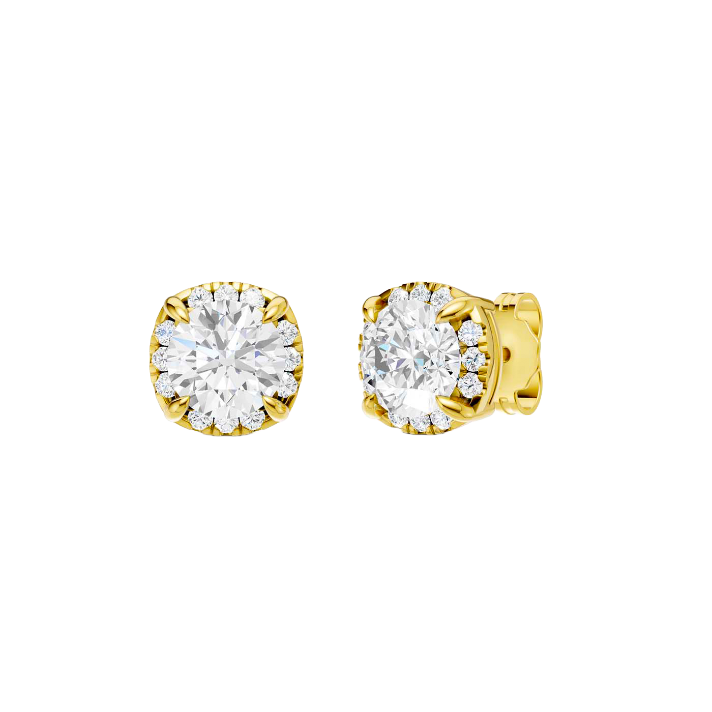 2-carat Round-cut diamond stud earrings