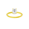 Elongated cushion-cut diamond engagement ring in 14k yellow gold with a plain band and hidden-halo setting