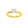 Princess-cut diamond engagement ring with a plain band and solitaire setting.