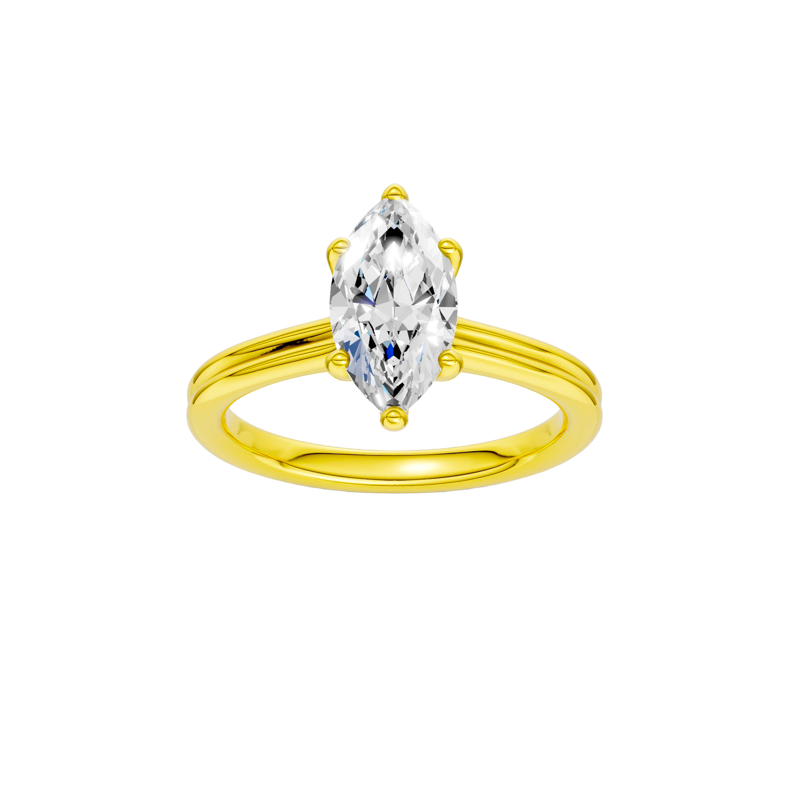Marquise-cut diamond engagement ring with a plain band and solitaire setting.