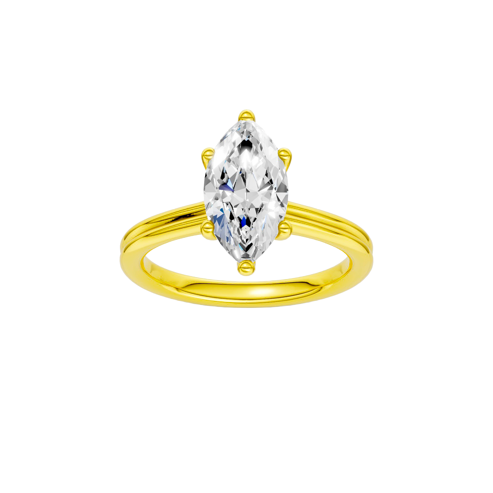 Marquise-cut diamond engagement ring with a plain band and solitaire setting.
