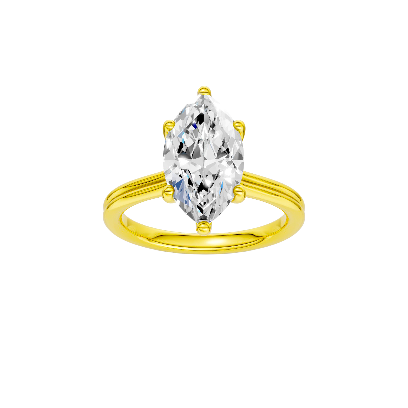Marquise-cut diamond engagement ring with a plain band and solitaire setting.