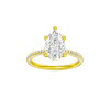 Pear-cut diamond engagement ring with a pavé-set diamond band and solitaire setting.