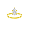 Pear-cut diamond engagement ring with a plain band and hidden-halo setting.