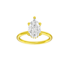 Pear-cut diamond engagement ring with a plain band and hidden-halo setting.