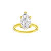 Pear-cut diamond engagement ring with a plain band and hidden-halo setting.