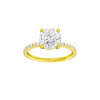 Round-cut diamond engagement ring with a prong-set diamond band and solitaire setting.