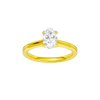Oval-cut diamond engagement ring with a plain band and solitaire setting.
