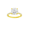 Round-cut diamond engagement ring with a prong-set diamond band and solitaire setting.