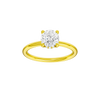 Round-cut diamond engagement ring with a plain band and hidden-halo setting.