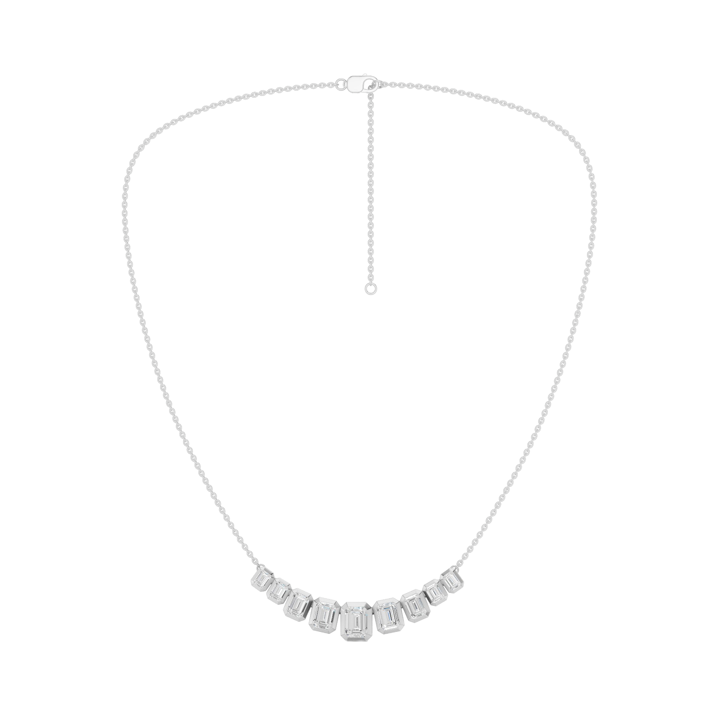 Emerald-cut diamond necklace