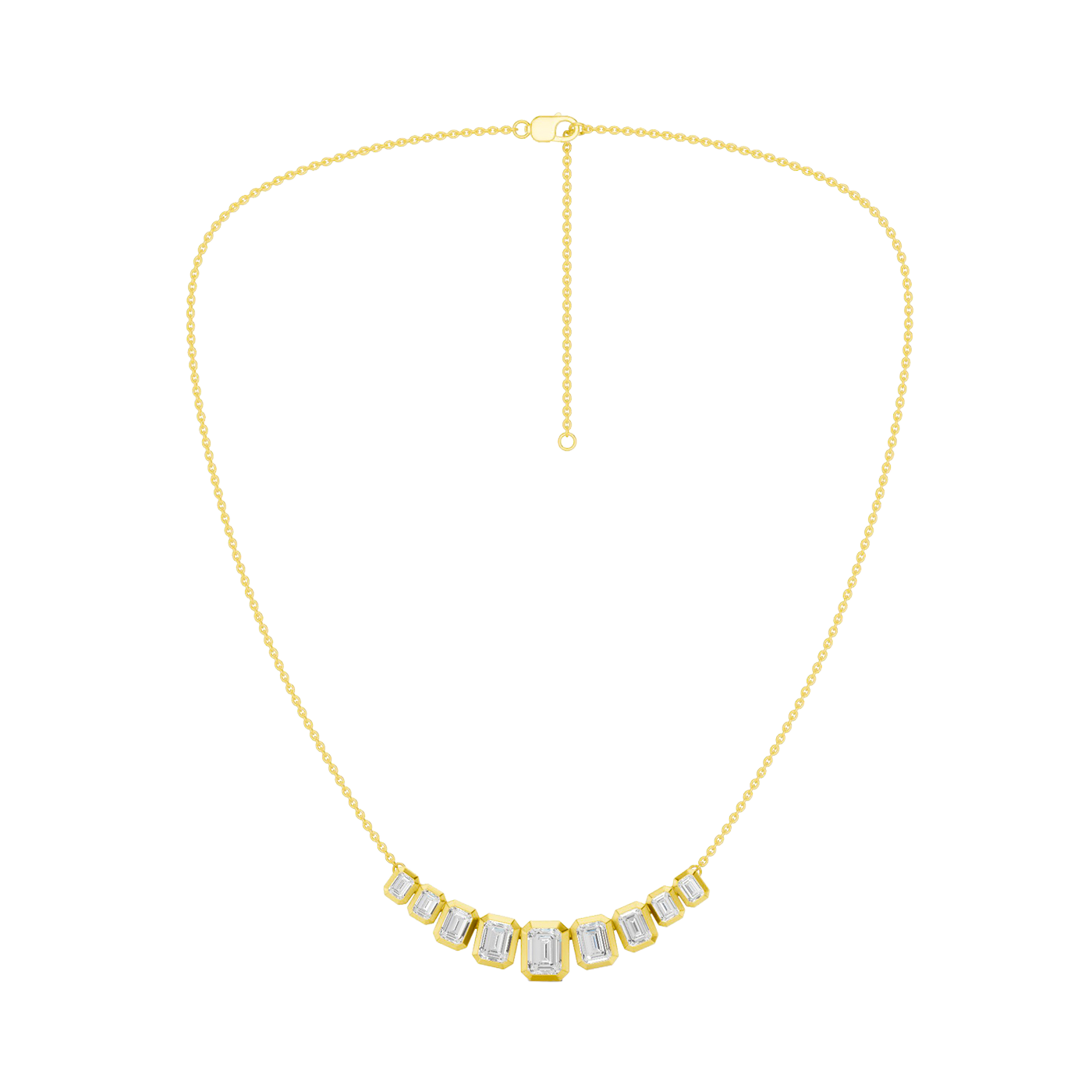 Emerald-cut diamond necklace