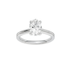 Oval-cut diamond engagement ring with a plain band and solitaire setting.