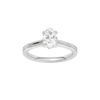 Oval-cut diamond engagement ring with a plain band and solitaire setting.