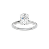 Oval-cut diamond engagement ring with a plain band and solitaire setting.