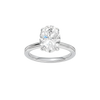 Oval-cut diamond engagement ring with a plain band and solitaire setting.