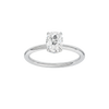 Elongated cushion-cut diamond engagement ring in 14k white gold with a plain band and hidden-halo setting