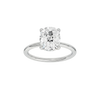 Elongated cushion-cut diamond engagement ring in 14k white gold with a plain band and hidden-halo setting