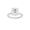 Elongated cushion-cut diamond engagement ring in 14k white gold with a plain band and hidden-halo setting