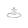Pear-cut diamond engagement ring with a plain band and hidden-halo setting.