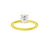 Elongated cushion-cut diamond solitaire engagement ring in 14k yellow gold with a plain band