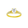 Elongated cushion-cut diamond engagement ring with a channel-set diamond band and hidden-halo setting.