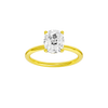 Elongated cushion-cut diamond solitaire engagement ring in 14k yellow gold with a plain band