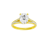 Elongated cushion-cut diamond engagement ring with a channel-set diamond band and hidden-halo setting.
