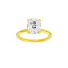 Elongated cushion-cut diamond solitaire engagement ring in 14k yellow gold with a plain band