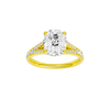 Elongated cushion-cut diamond engagement ring with a channel-set diamond band and hidden-halo setting.