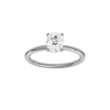 Elongated cushion-cut diamond solitaire engagement ring in 14k white gold with a plain band