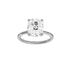 Elongated cushion-cut diamond solitaire engagement ring in 14k white gold with a plain band