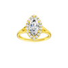 Marquise-cut diamond engagement ring with a plain band and halo setting.