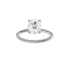 Elongated cushion-cut diamond solitaire engagement ring in 14k white gold with a plain band