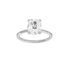 Elongated cushion-cut diamond solitaire engagement ring in 14k white gold with a plain band