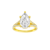 Pear-cut diamond engagement ring with a channel-set diamond band and hidden-halo setting.