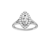 Marquise-cut diamond engagement ring with a plain band and halo setting.