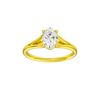 Oval-cut diamond engagement ring with a plain band and solitaire setting.