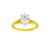 Oval-cut diamond engagement ring with a plain band and solitaire setting.