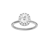 Elongated cushion-cut diamond engagement ring in 14k white gold with a plain band and halo setting