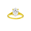 Oval-cut diamond engagement ring with a plain band and solitaire setting.