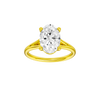 Oval-cut diamond engagement ring with a plain band and solitaire setting.