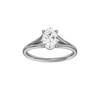 Oval-cut diamond engagement ring with a plain band and solitaire setting.