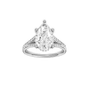 Pear-cut diamond engagement ring with a channel-set diamond band and hidden-halo setting.